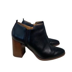 Franco Sarto Dante Black Block Heels Leather Ankle Booties 7M